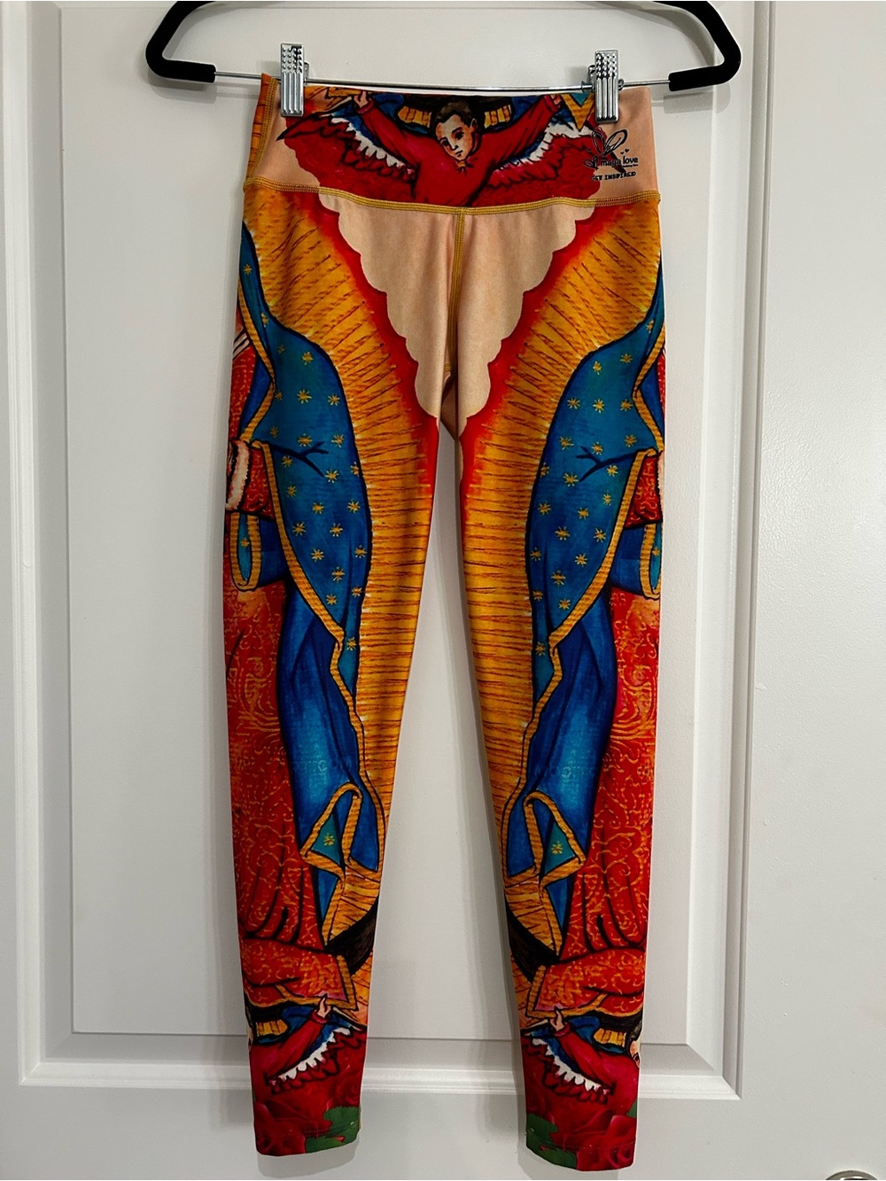 Bold Multi-Color Graphic Women’s Leggings - Blue & Red
